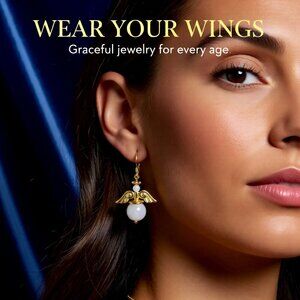 SWEET! Guardian Angel Earrings! White Angels Wings!
